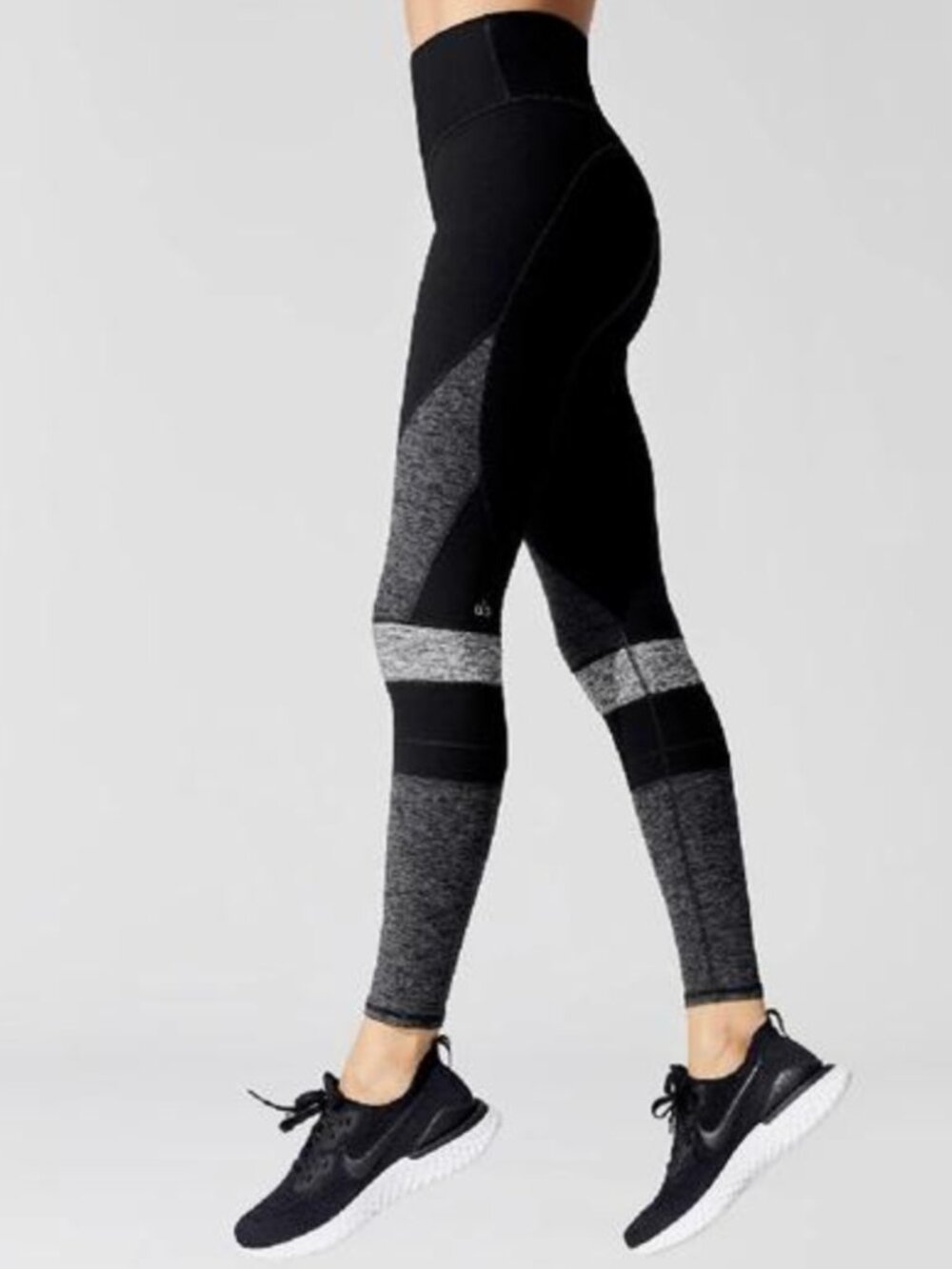 Alo Yoga High-Waist Alosoft Momentum Colorblock Leggings Black Grey Size S